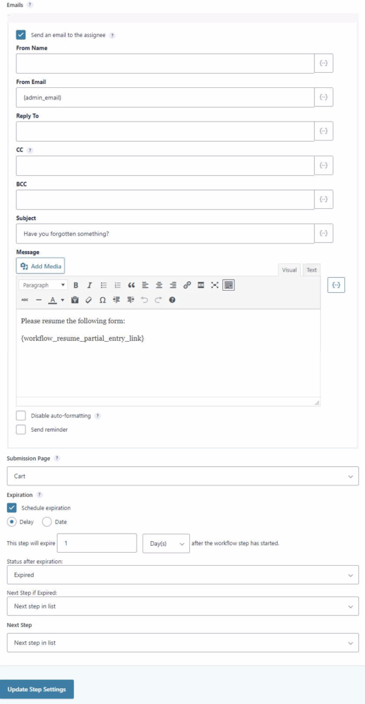 Image showing merge tag usage