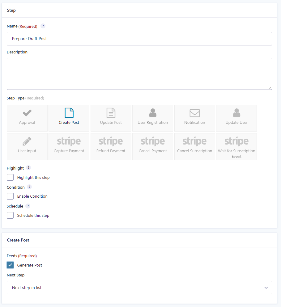 Image showing Gravity Flow Step Settings