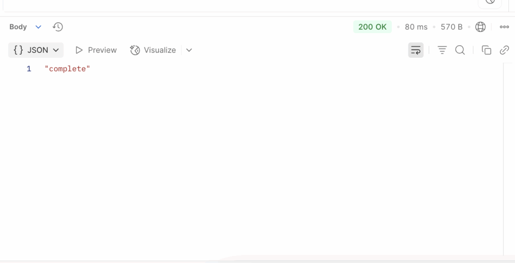Image showing Postman response screen