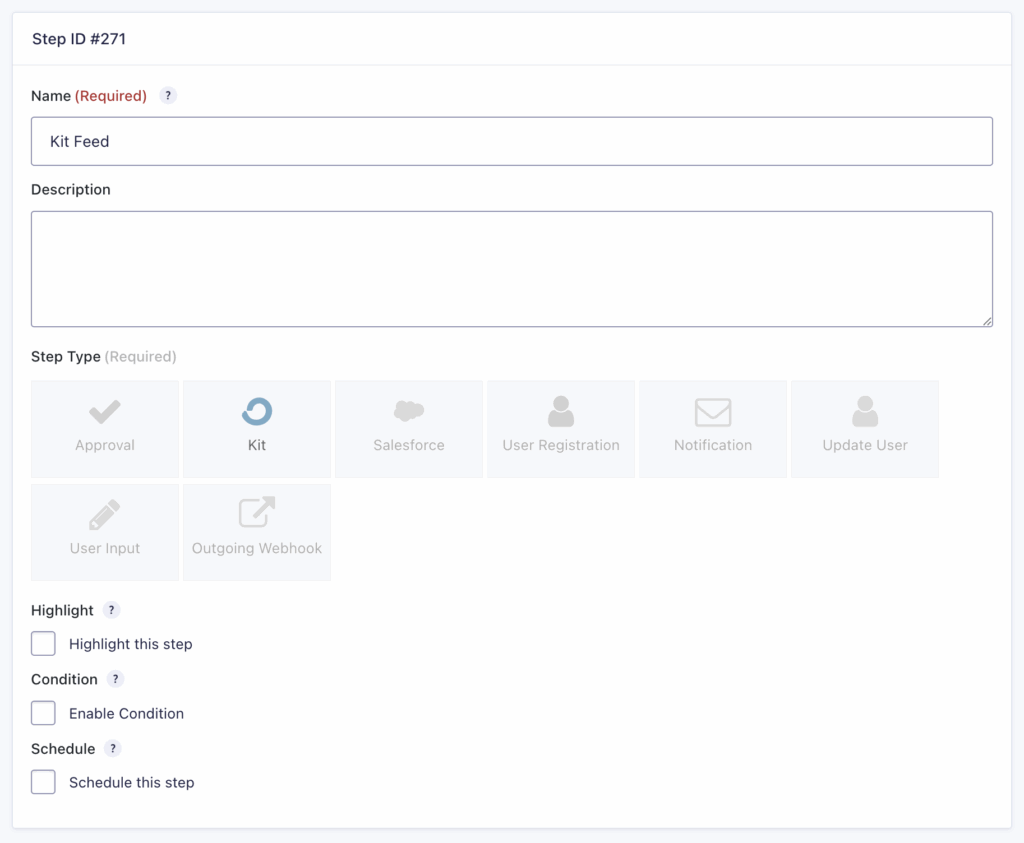 Image showing Kit Step Settings