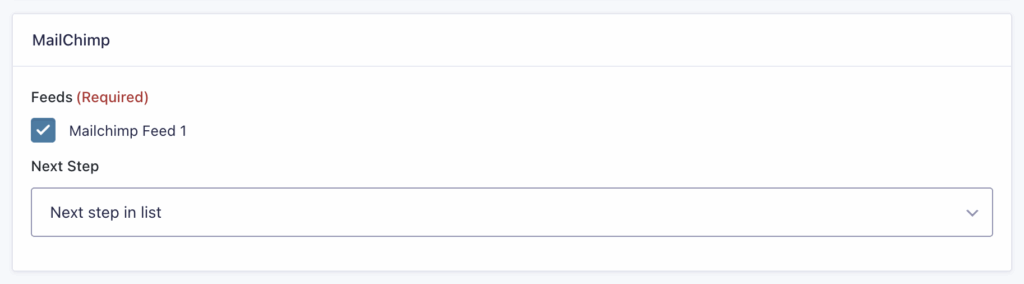 Image showing Mailchimp Workflow Step settings