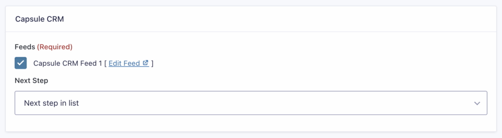 Image showing Capsule CRM Step settings