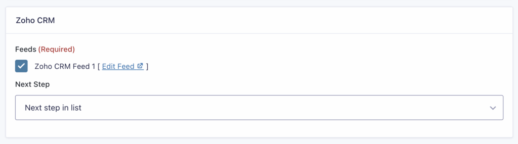 Image showing Zoho CRM Step settings