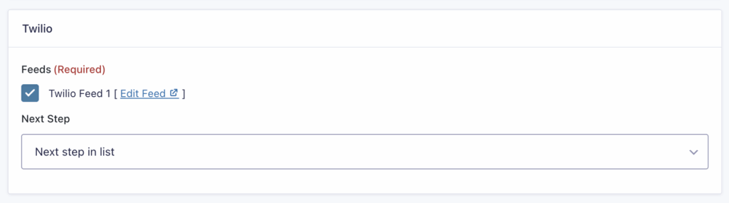 Image showing Twilio Step settings