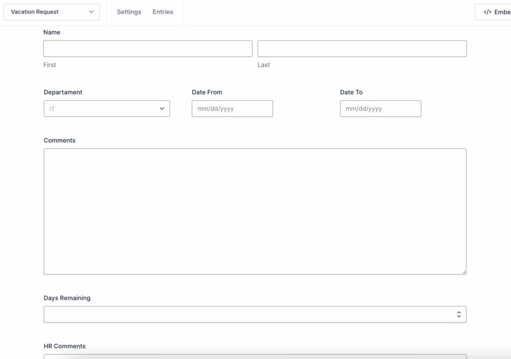 Image showing Vacation Request Form