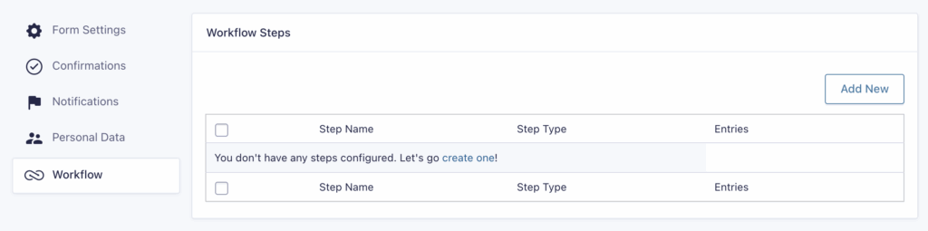Image showing the Workflow settings