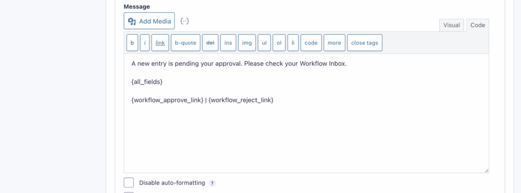 Image showing the Workflow Step Email settings