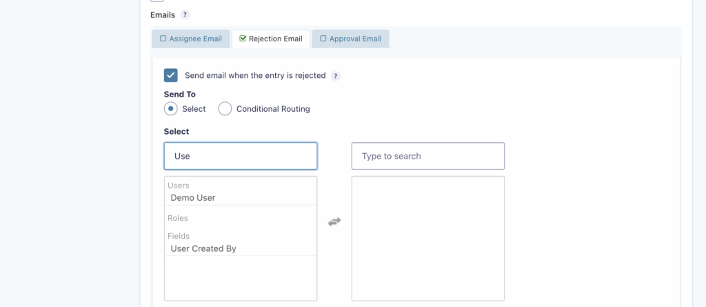 Image showing the Workflow Step Email settings