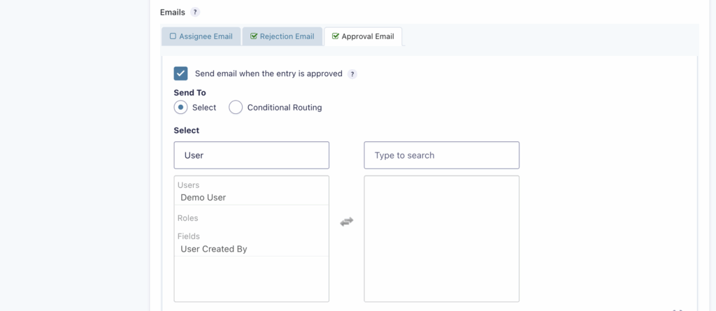 Image showing the Workflow Step Email settings