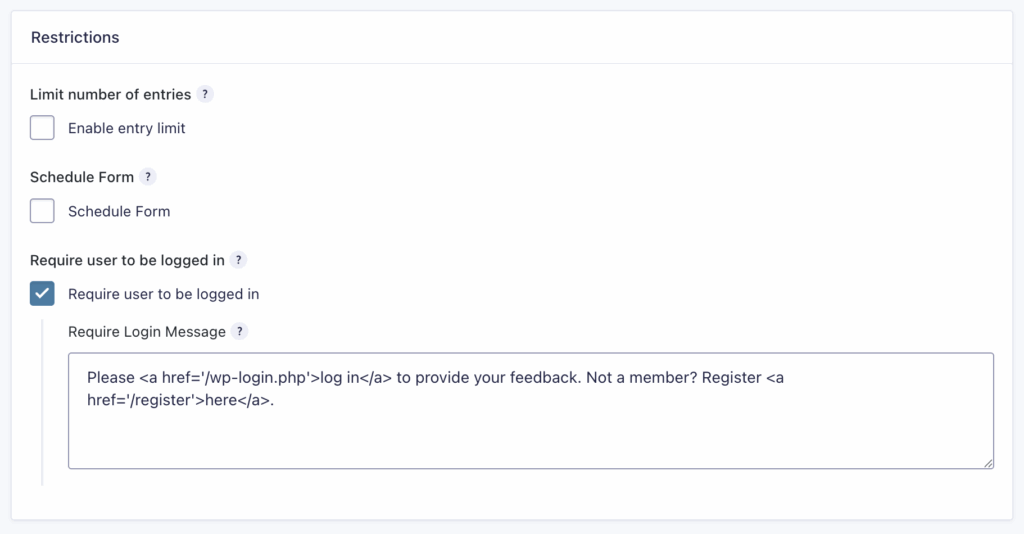 Image showing Form Settings