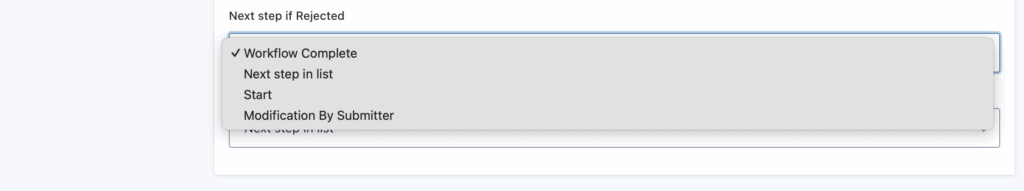 Image showing Next Step settings