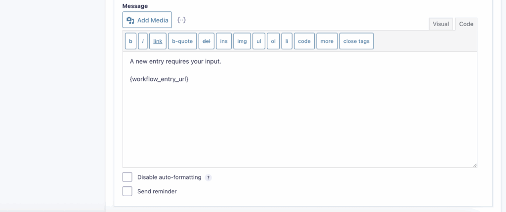 Image showing the Workflow Step Email settings