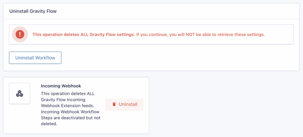 Image showing Uninstall Settings Reference