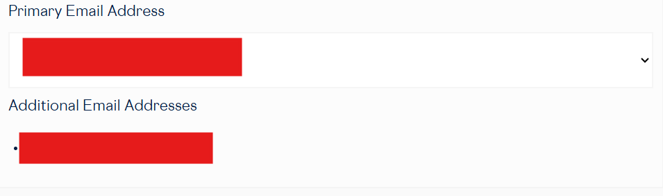 Image showing Primary Email Address