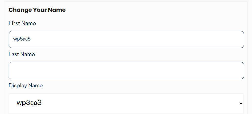 Image showing First Name, Last Name and Display Name