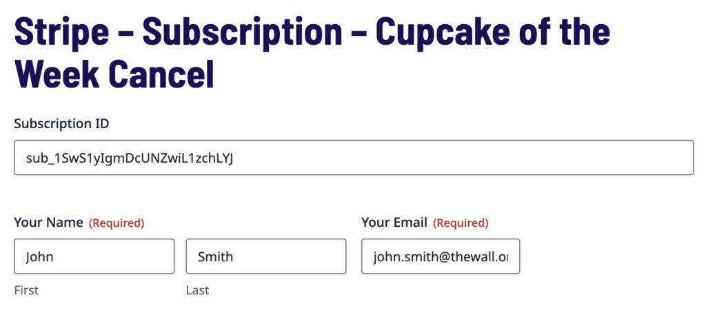 Image showing the Subscription ID in a form.