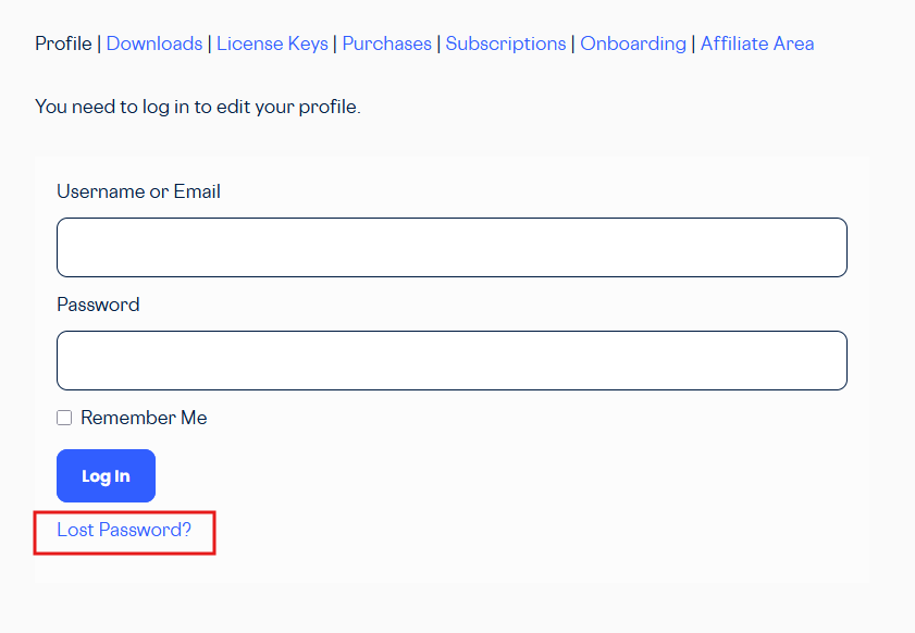 Image showing Profile login page.
