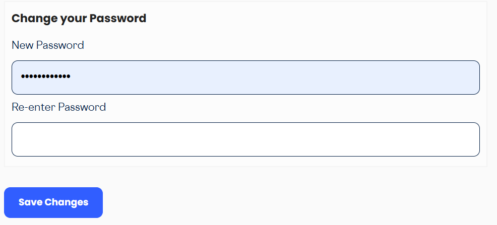 Image showing change password form