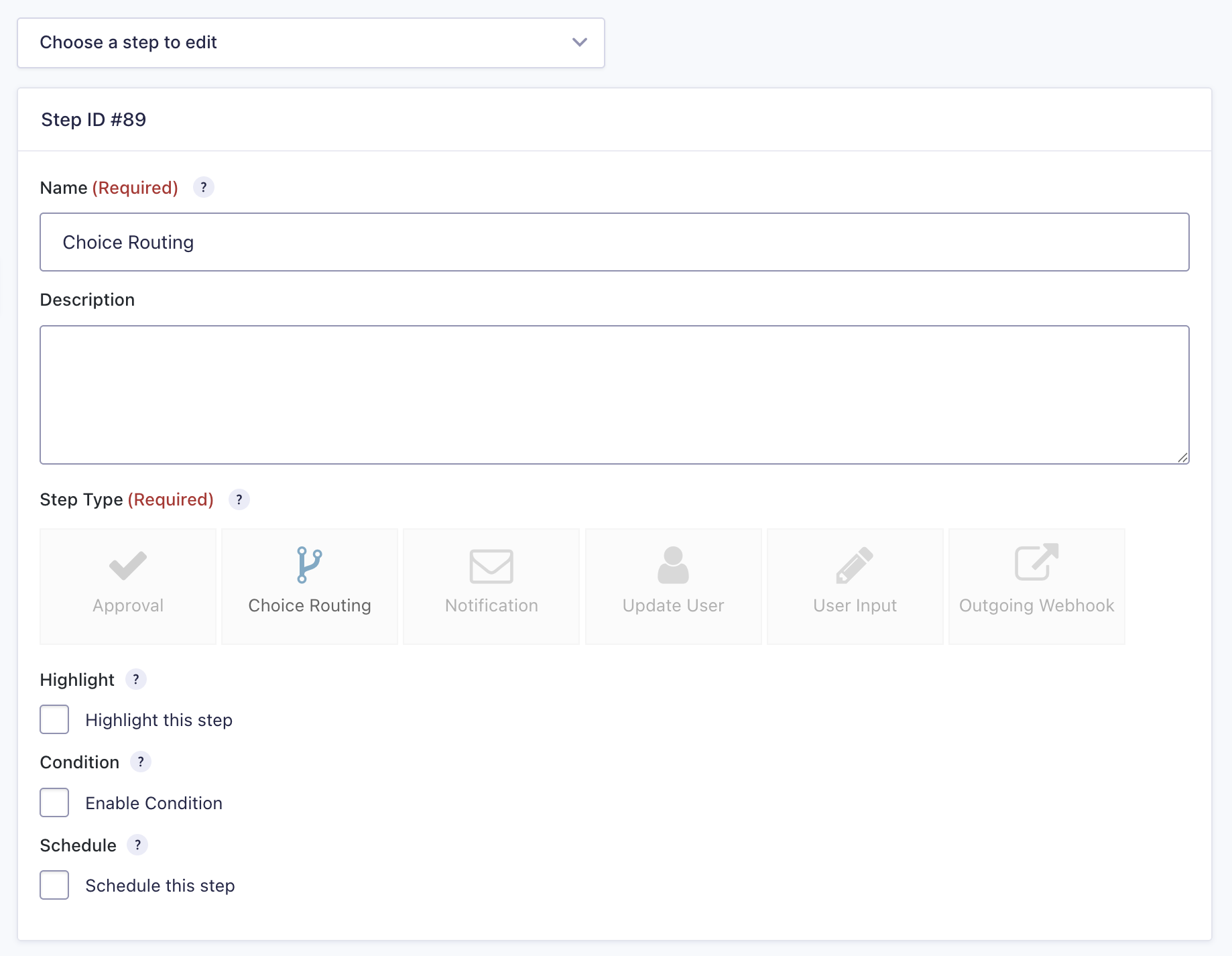 Image showing Workflow Step Settings