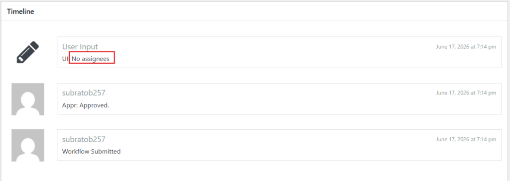 User Input step with no assignee